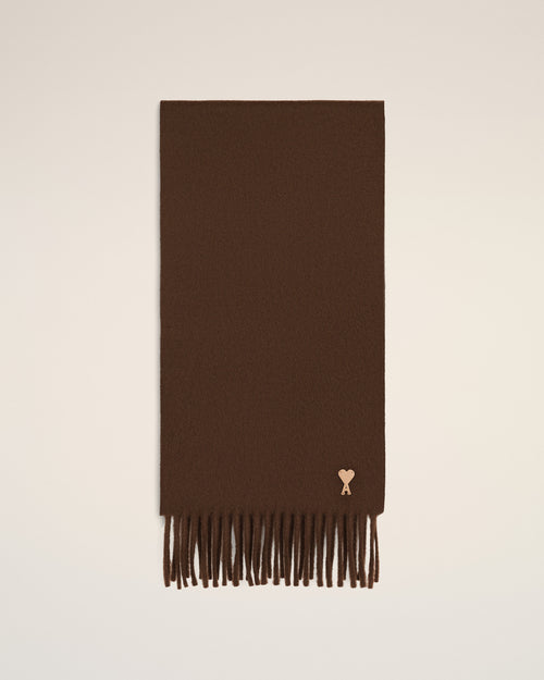 Bufanda Ami de Cœur de lana marrón con parche - Hombre - 1 - AMI Paris - Ami Paris
