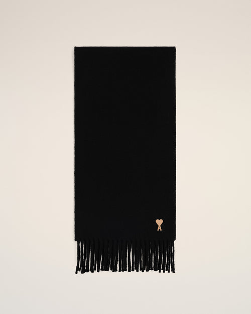 Black wool scarf with Ami de Coeur patch - Woman - 4 - AMI Paris - Ami Paris