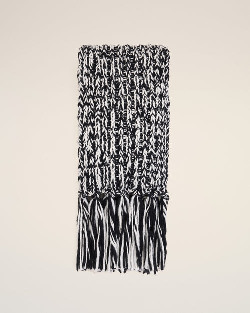 Bicolor black and white wool knit scarf - Man - 1 - AMI Paris - Ami Paris