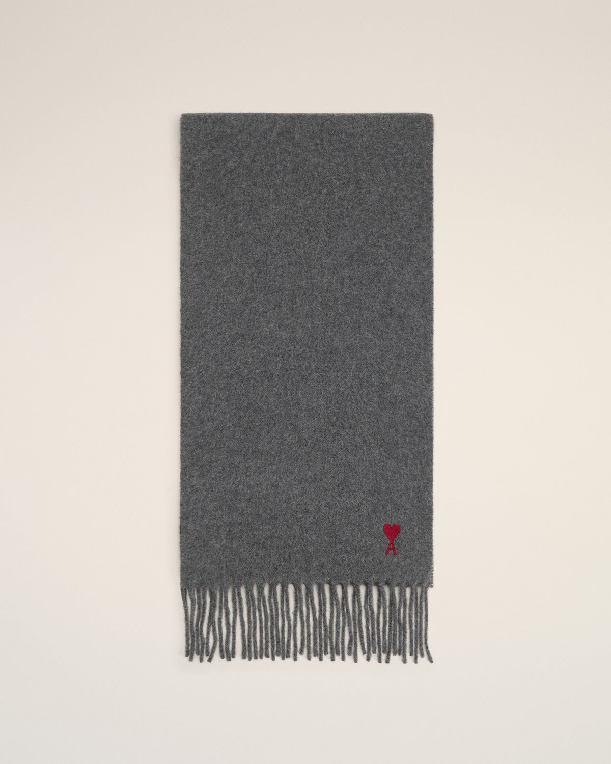Grey wool scarf with Ami de Coeur - 4