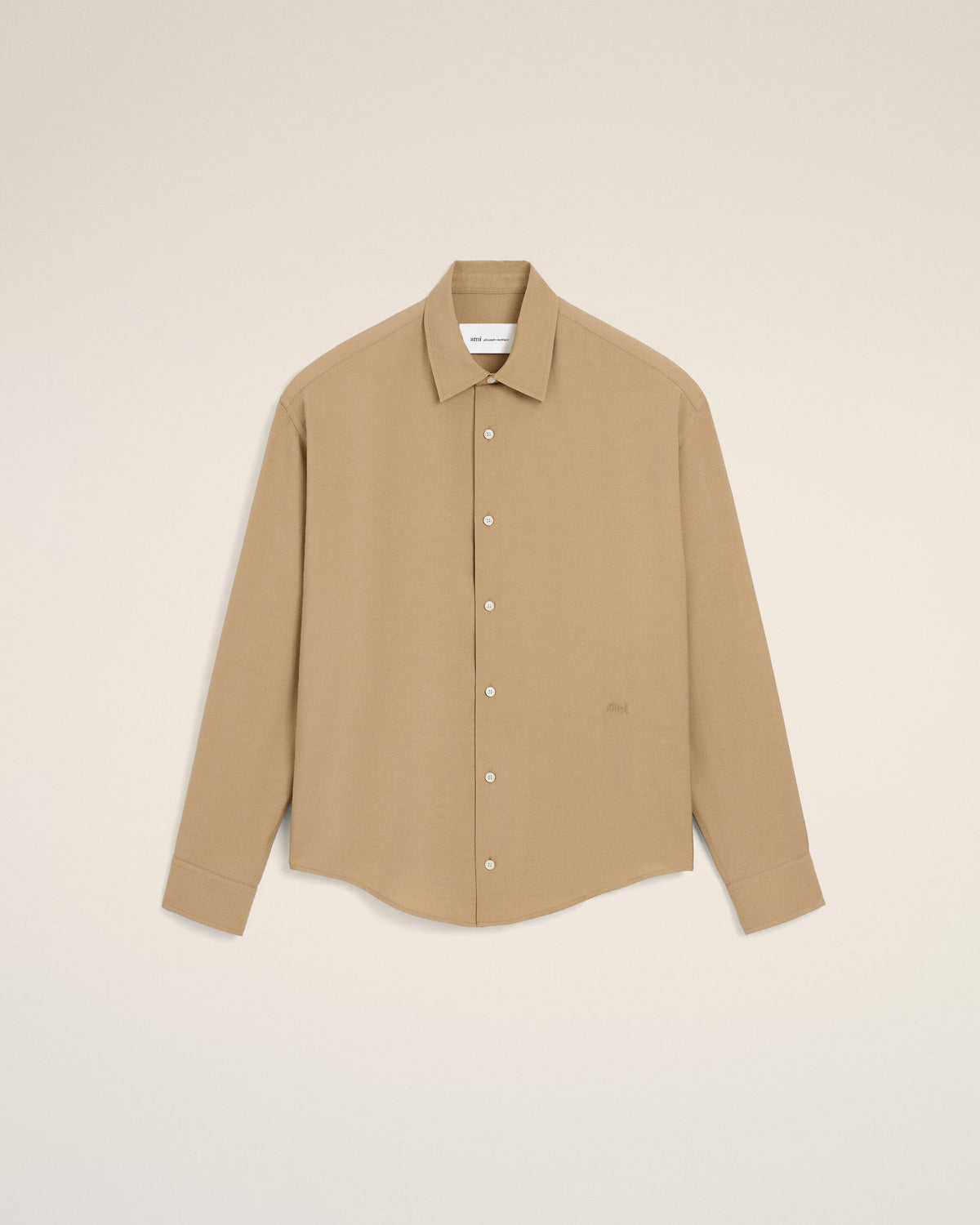 Camisa boxy de sarga de viscosa beige - 7