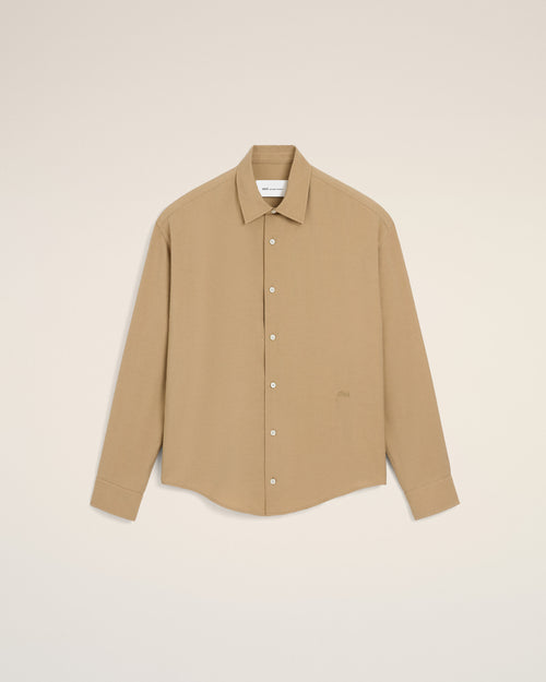                                     Beige boxy viscose twill shirt - 3                                 - Ami Paris