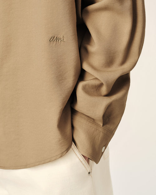 Beige boxy viscose twill shirt - Man - 4 - AMI Paris - Ami Paris