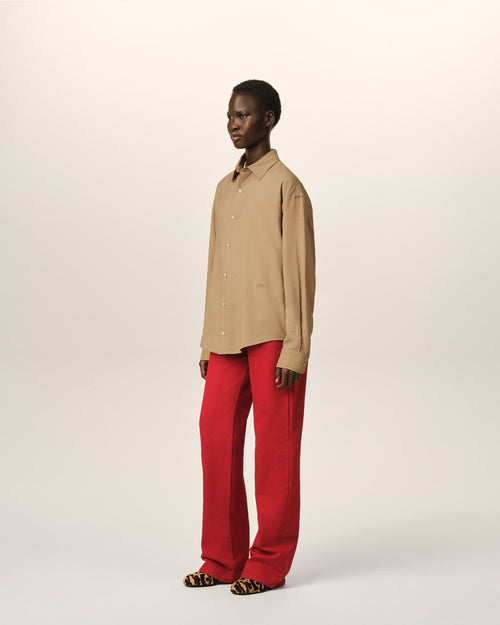 Beige boxy viscose twill shirt - Woman - 12 - AMI Paris - Ami Paris