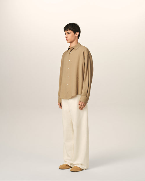 Beige boxy viscose twill shirt - Man - 6 - AMI Paris - Ami Paris