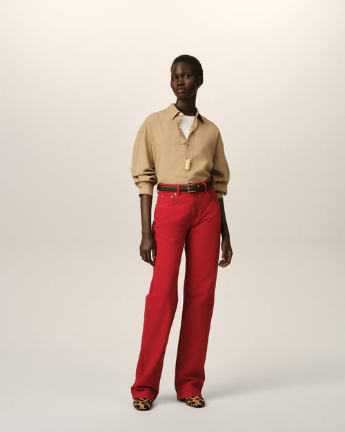 Beige boxy viscose twill shirt - Woman - 9 - AMI Paris - Ami Paris