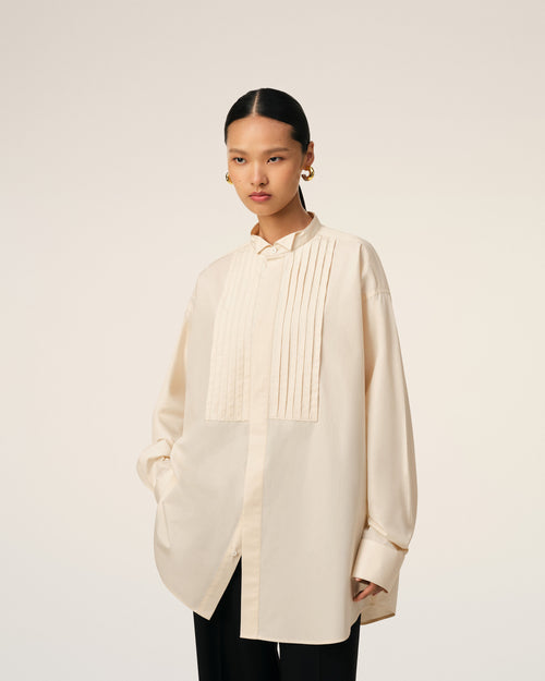Chemise Beige Oversize En Coton - Femme - 9 - AMI Paris - Ami Paris