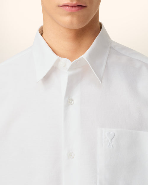 White Cotton Ami De Coeur Boxy Shirt  - Man - 4 - AMI Paris - Ami Paris