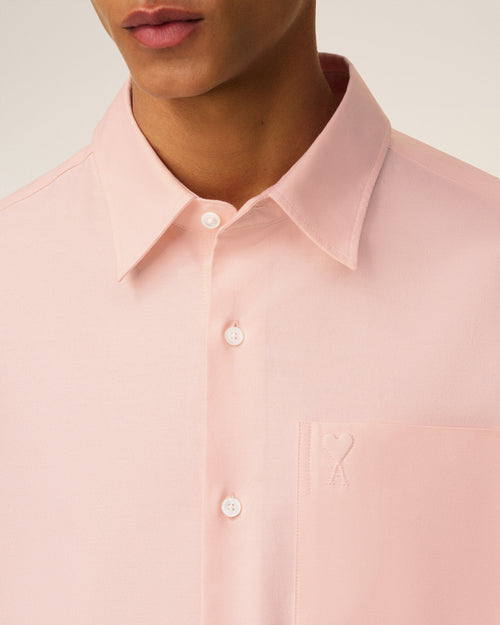 Pink Cotton Embossed Ami De Coeur Boxy Shirt - 4 - Ami Paris
