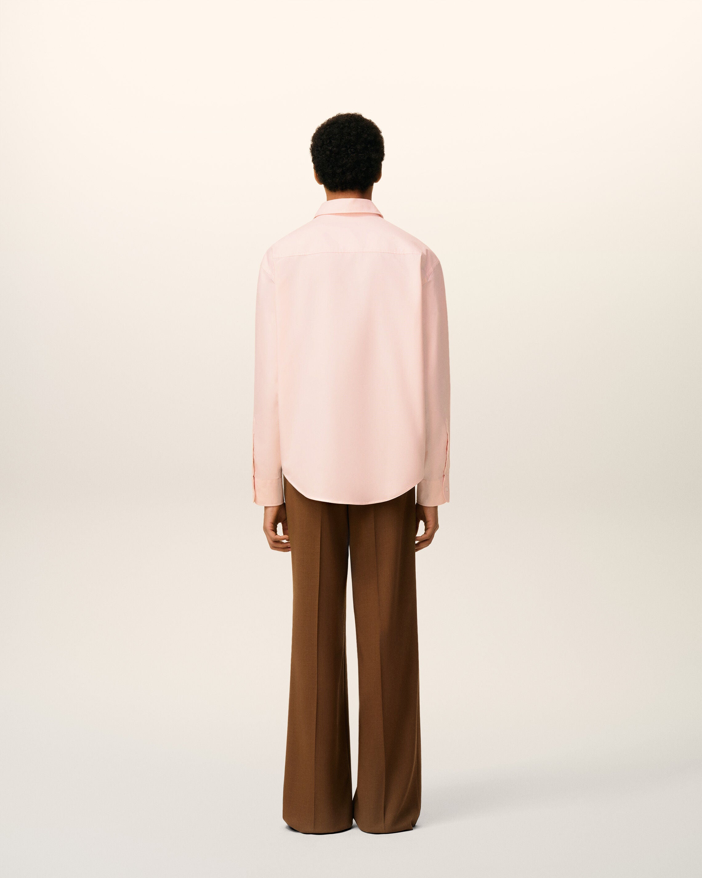 ピンク コットン Ami De Coeur エンボス ボクシー シャツ パウダー