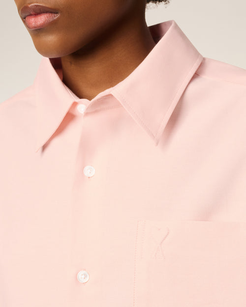 Pink Cotton Embossed Ami De Coeur Boxy Shirt - 10 - Ami Paris