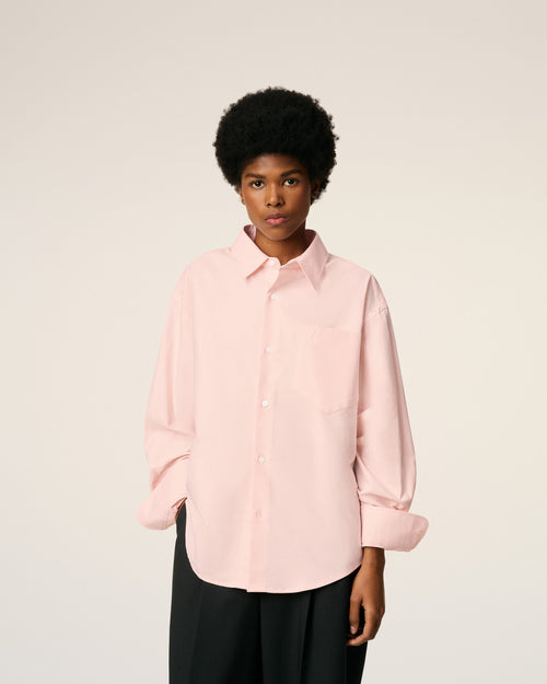 Pink Cotton Embossed Ami De Coeur Boxy Shirt - 9 - Ami Paris