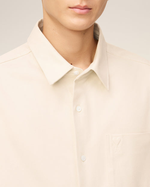 Beige Cotton Embossed Ami De Coeur Boxy Shirt - 4 - Ami Paris