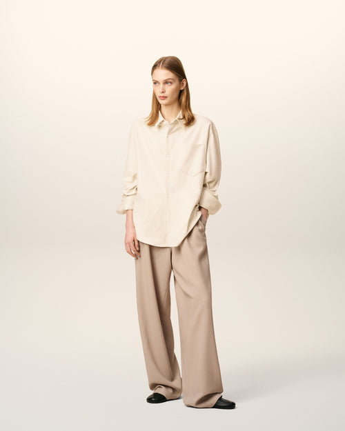                             Beige Cotton Embossed Ami De Coeur Boxy Shirt - 3                         - Ami Paris