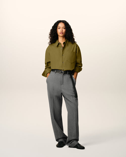                                     Green Cotton Embossed Ami De Coeur Boxy Shirt - 3                                 - Ami Paris