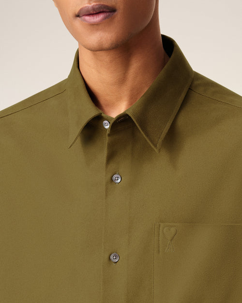 Green Cotton Embossed Ami De Coeur Boxy Shirt - 4 - Ami Paris