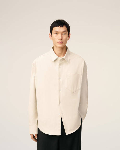 Beige Cotton Embossed Ami De Coeur Boxy Shirt - 3 - Ami Paris