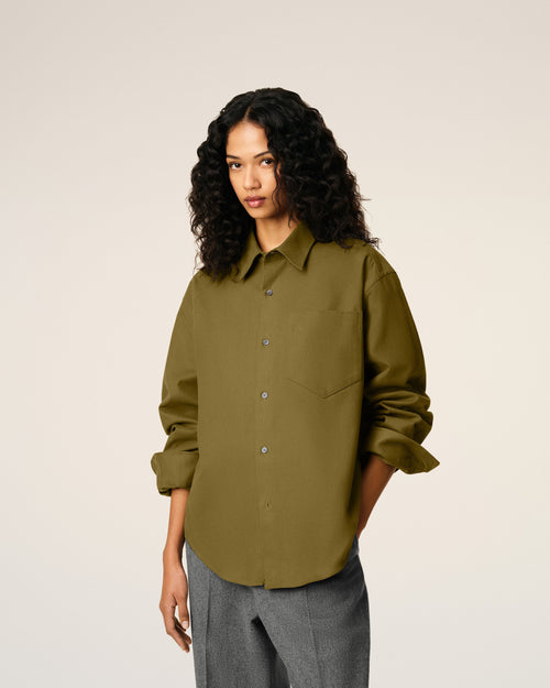 Green Cotton Embossed Ami De Coeur Boxy Shirt - 9 - Ami Paris