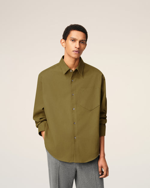 Green Cotton Embossed Ami De Coeur Boxy Shirt - 3 - Ami Paris
