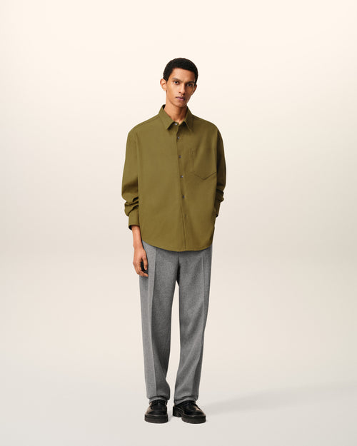 Green Cotton Embossed Ami De Coeur Boxy Shirt - 1 - Ami Paris