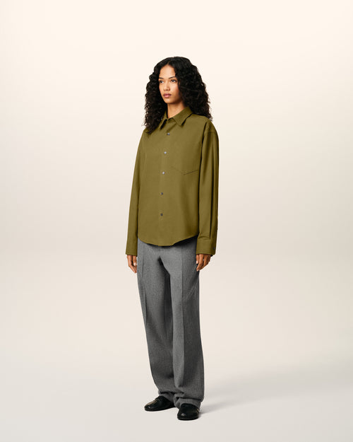 Green Cotton Embossed Ami De Coeur Boxy Shirt - 12 - Ami Paris