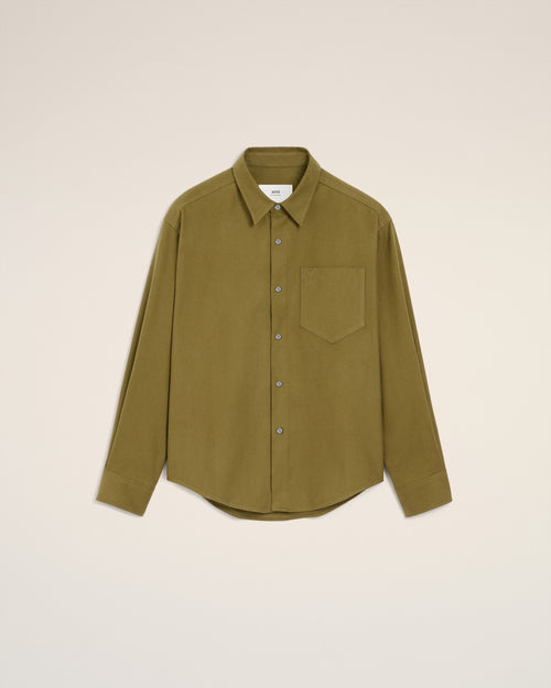                                 Green Cotton Embossed Ami De Coeur Boxy Shirt - 3                             - Ami Paris