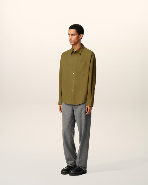 Green Cotton Embossed Ami De Coeur Boxy Shirt - 6 - Ami Paris