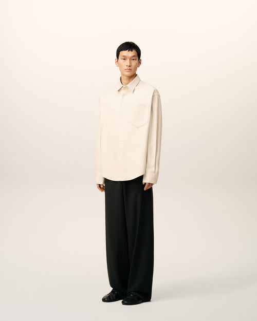 Beige Cotton Embossed Ami De Coeur Boxy Shirt - 6 - Ami Paris