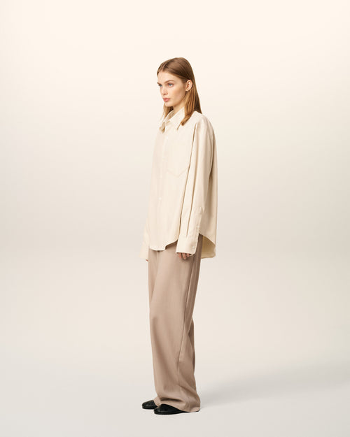 Beige Cotton Embossed Ami De Coeur Boxy Shirt - 12 - Ami Paris