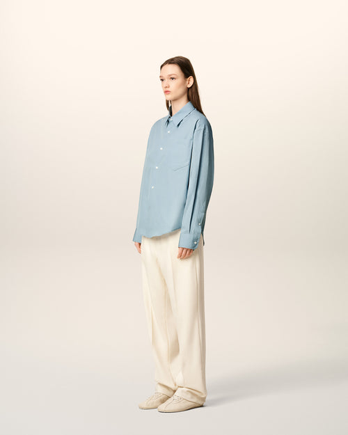 Blue Cotton Embossed Ami De Coeur Boxy Shirt - 12 - Ami Paris