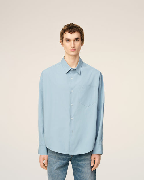 Blue Cotton Embossed Ami De Coeur Boxy Shirt - 3 - Ami Paris