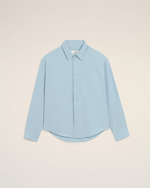 Blue Cotton Embossed Ami De Coeur Boxy Shirt - 4 - Ami Paris