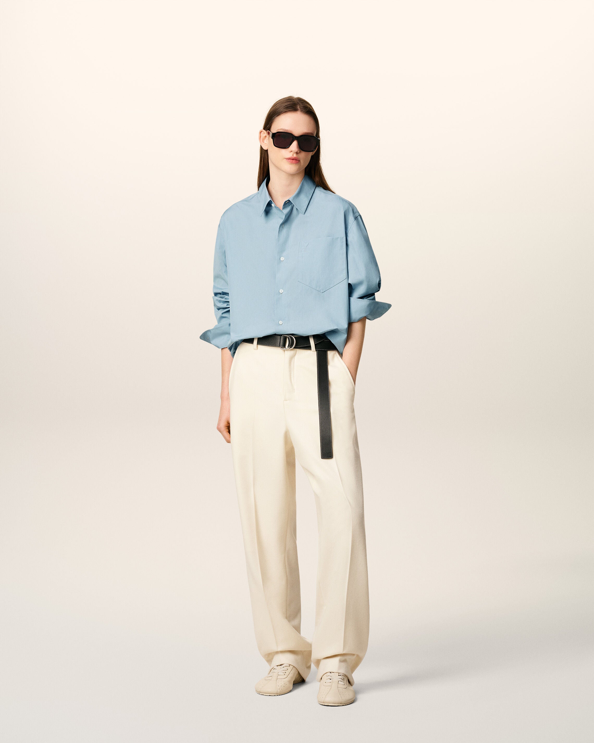 Blue Cotton Embossed Ami De Coeur Boxy Shirt - 8
