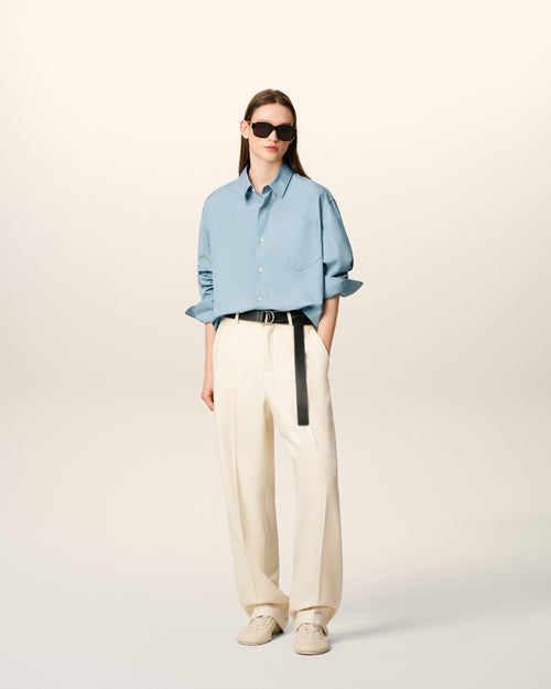                                     Blue Cotton Embossed Ami De Coeur Boxy Shirt - 3                                 - Ami Paris