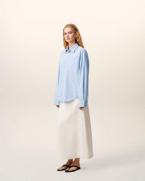Blue Cotton Long Sleeve Ami De Coeur Boxy Shirt  - 13 - Ami Paris