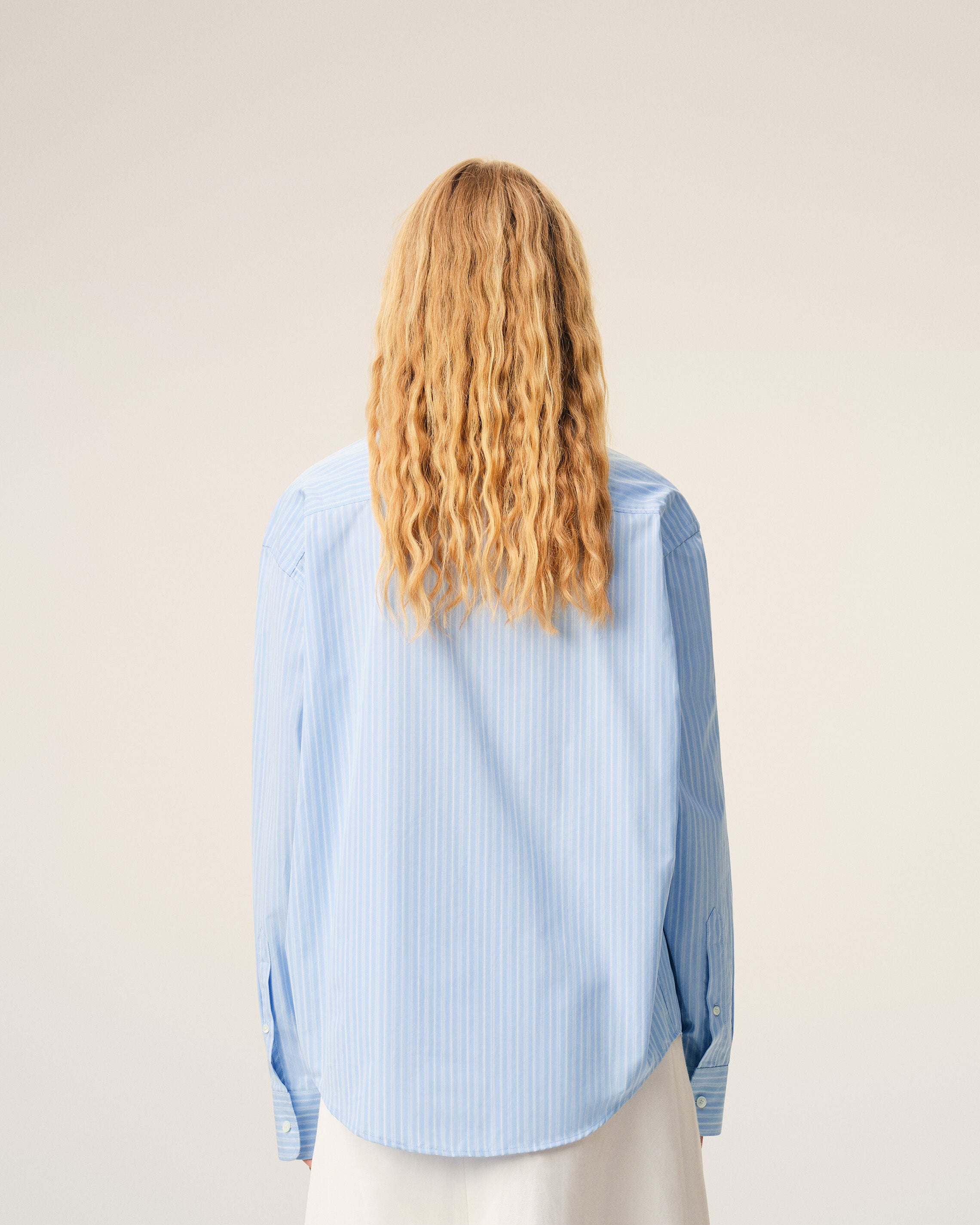 Blue Cotton Long Sleeve Ami De Coeur Boxy Shirt  - 12