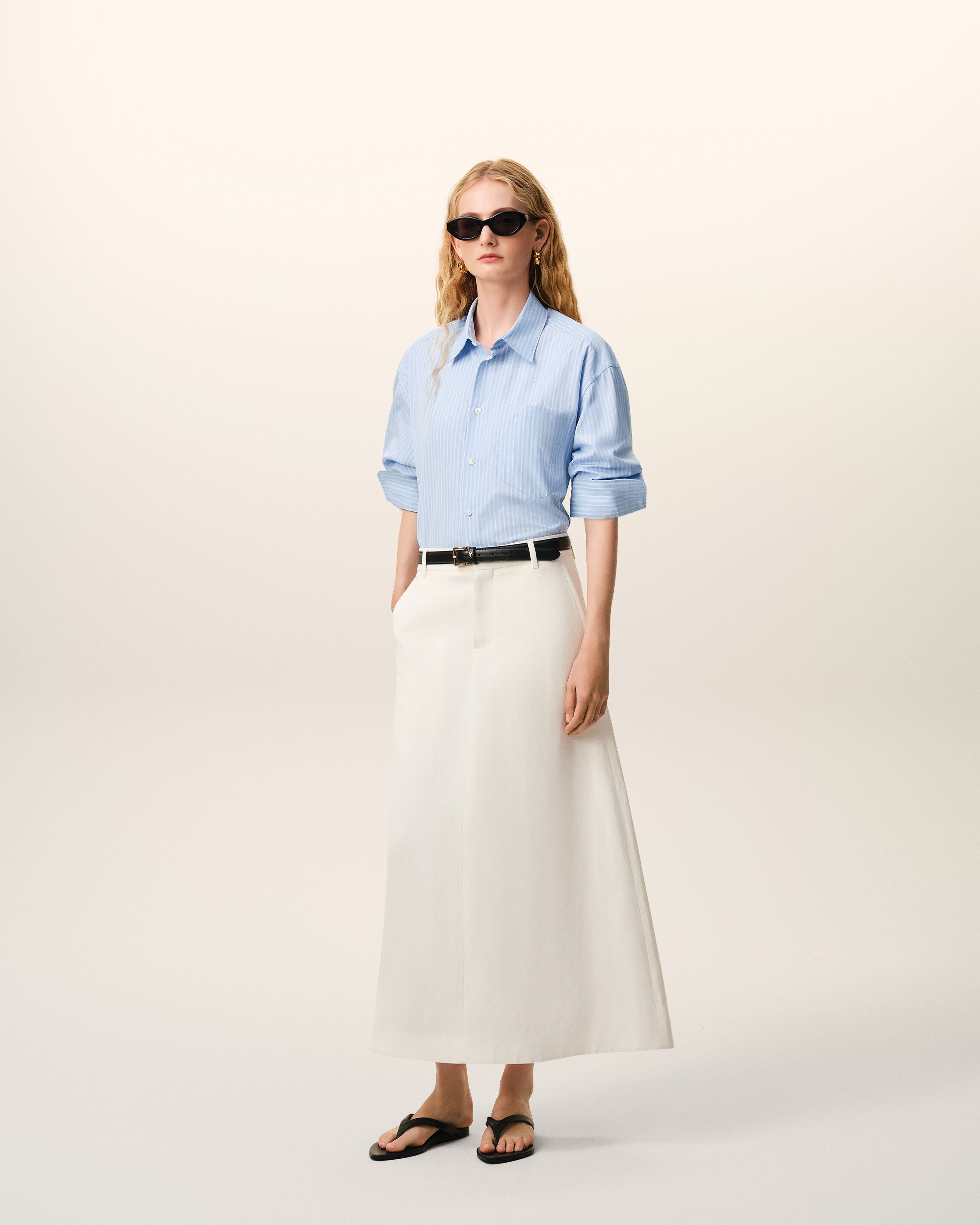 Camisa boxy Ami de Cœur de algodón azul de manga larga - 9