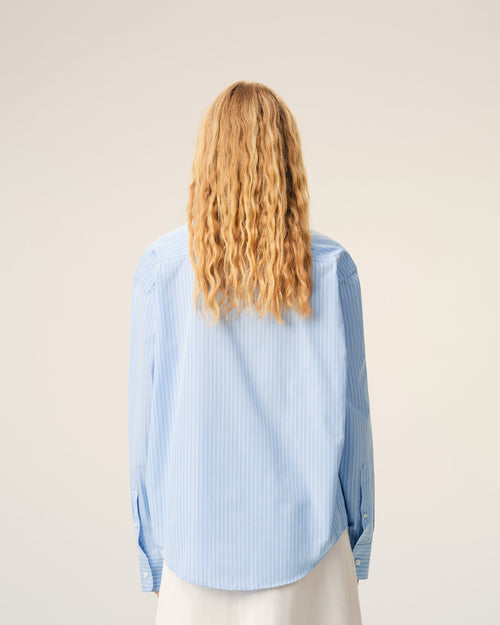 Blue Cotton Long Sleeve Ami De Coeur Boxy Shirt  - 12 - Ami Paris