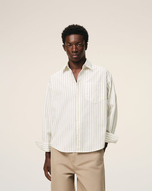 White Striped Cotton Ami De Coeur Boxy Shirt - 3 - Ami Paris