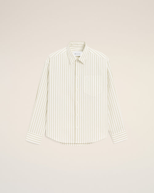                                 White Striped Cotton Ami De Coeur Boxy Shirt - 3                             - Ami Paris