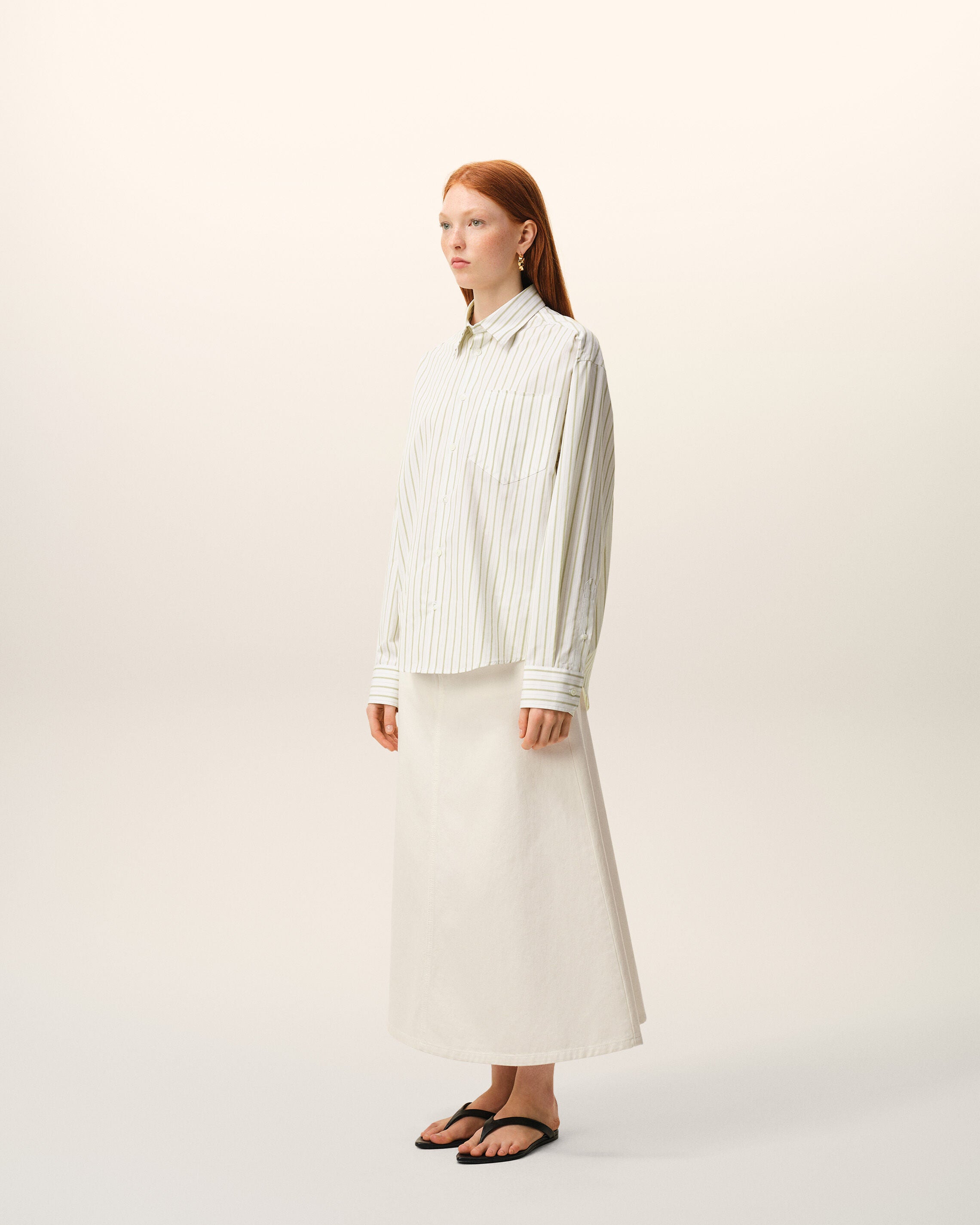 White Striped Cotton Ami De Coeur Boxy Shirt - 13