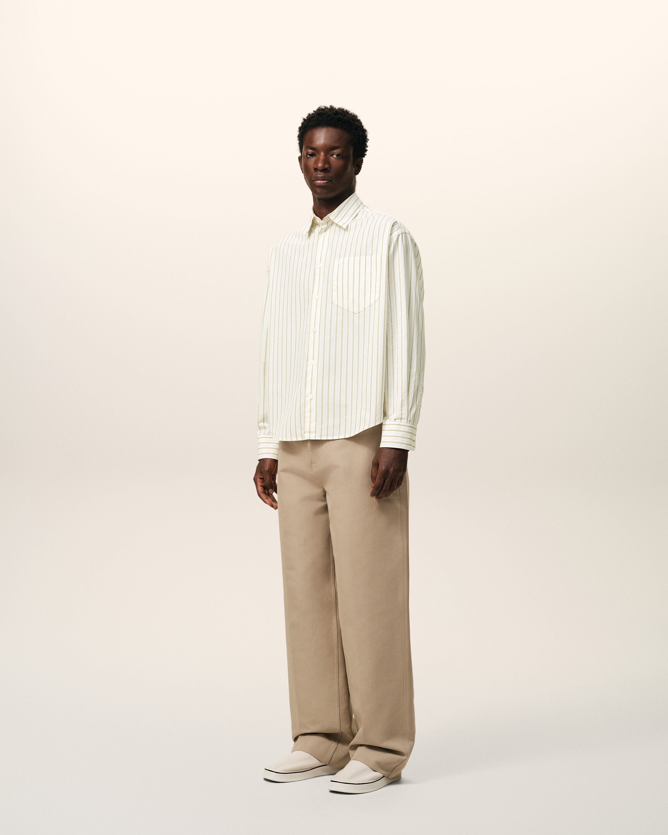 White Striped Cotton Ami De Coeur Boxy Shirt - 6