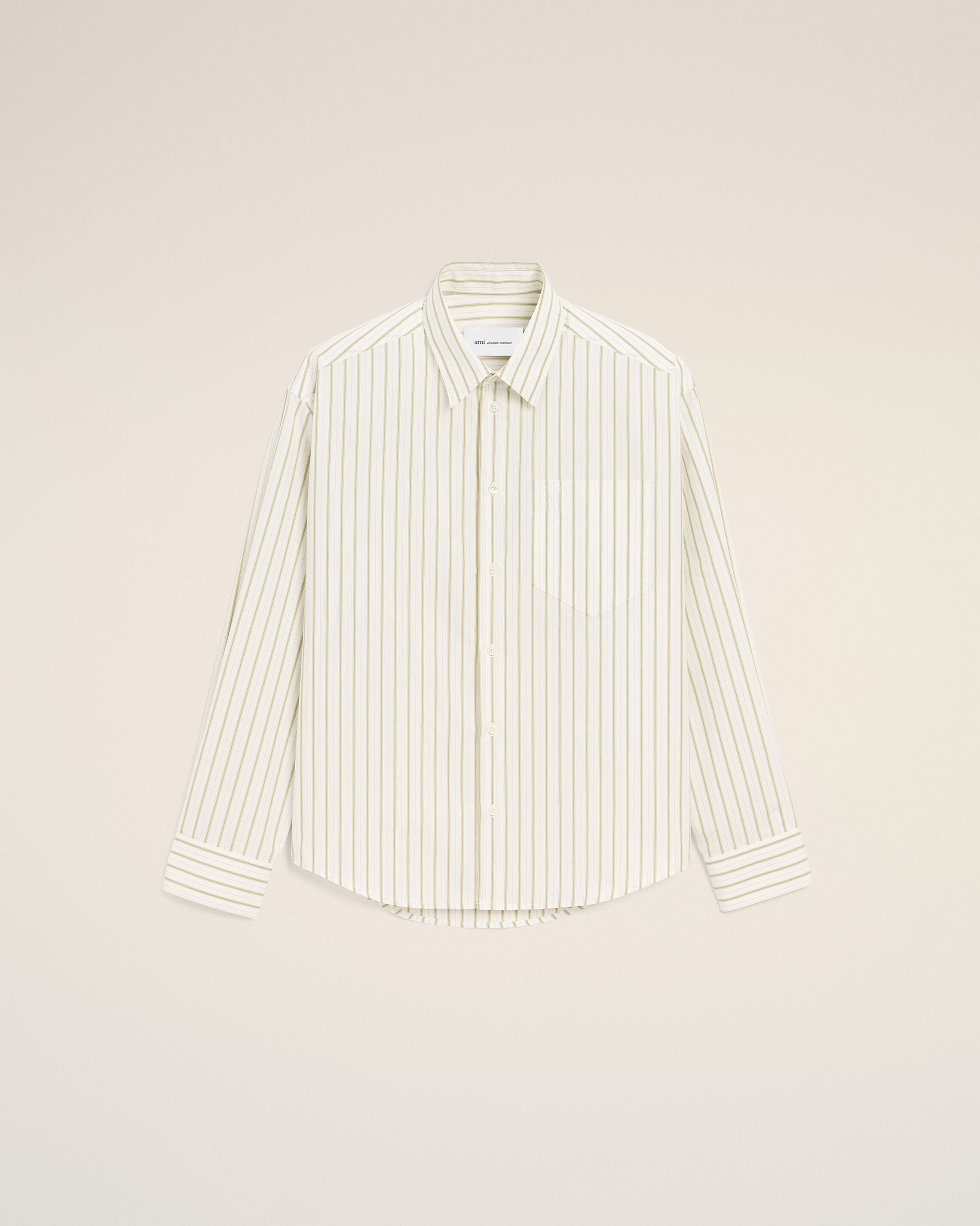 ホワイトストライプコットン Ami De Coeur ボクシー シャツ ホワイト