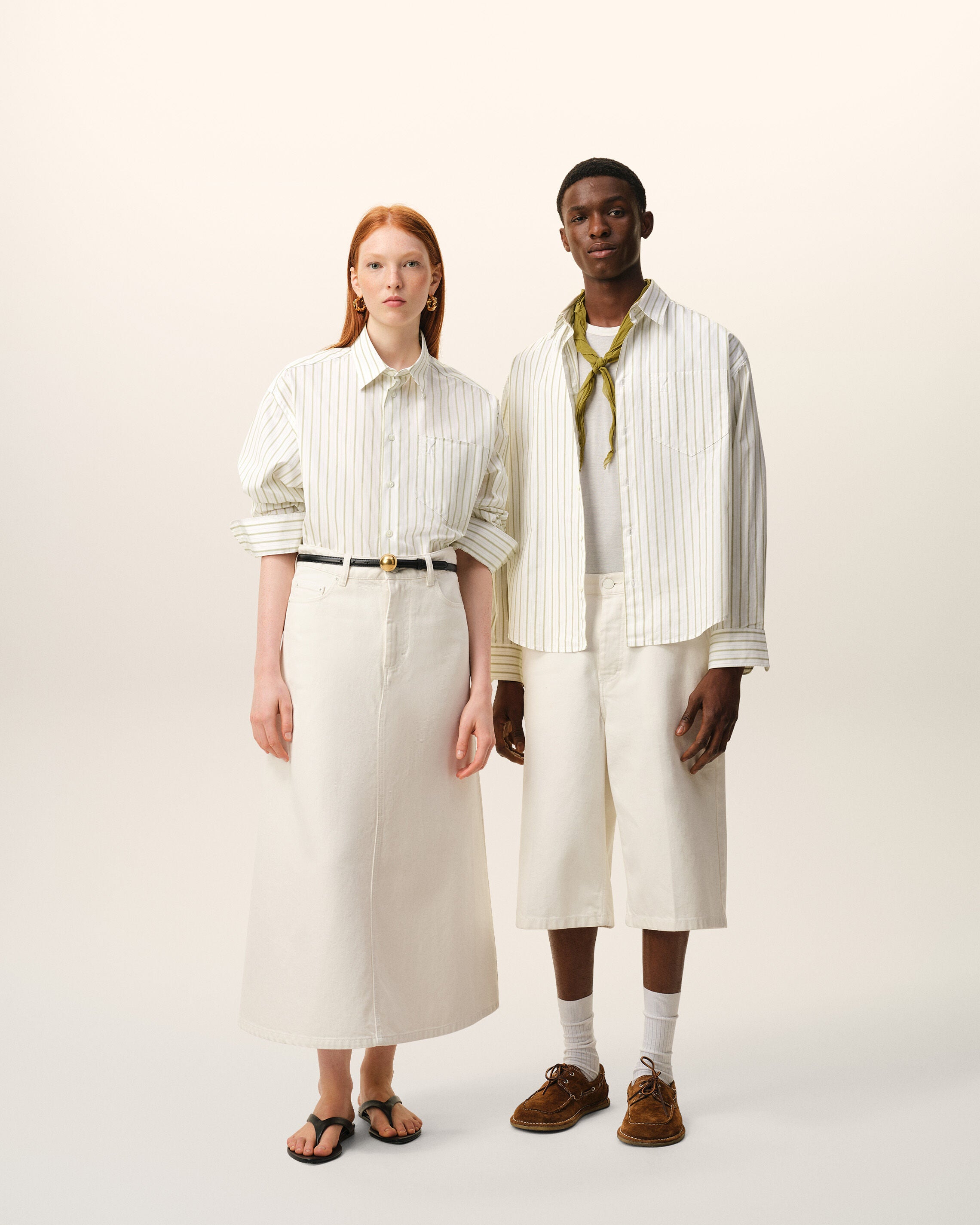 White Striped Cotton Ami De Coeur Boxy Shirt - 14