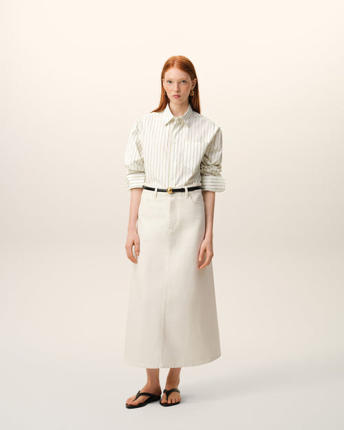                                 White Striped Cotton Ami De Coeur Boxy Shirt - 3                             - Ami Paris