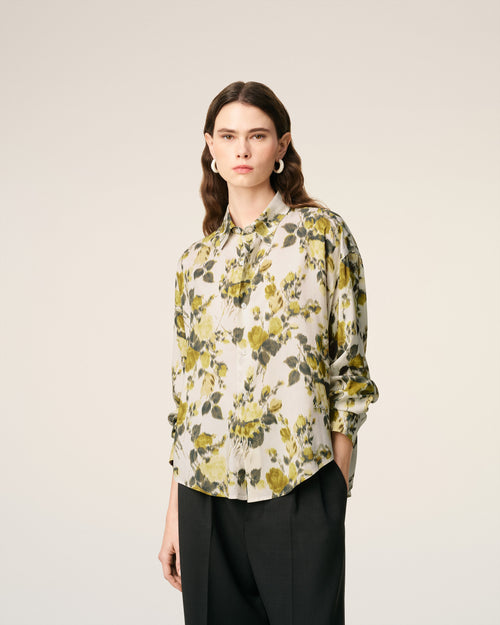 Green Flower Printed Boxy Shirt - 10 - Ami Paris