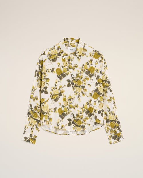 Green Flower Printed Boxy Shirt - 1 - Ami Paris