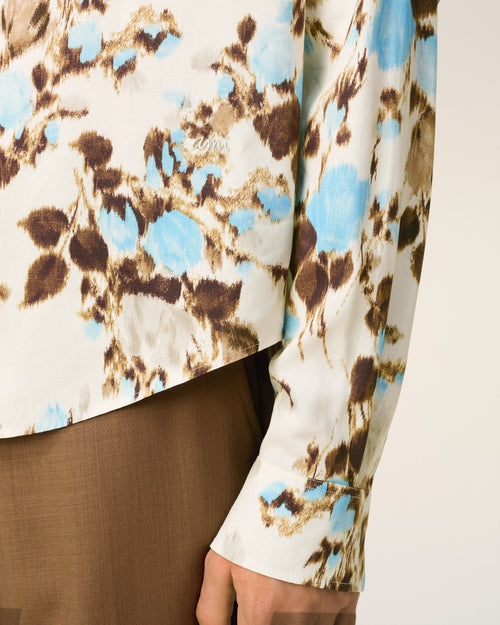 Blue Flower Printed Boxy Shirt - 4 - Ami Paris