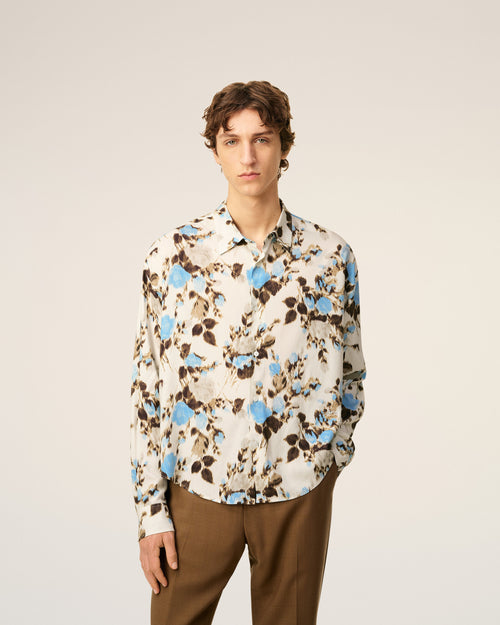 Blue Flower Printed Boxy Shirt - 3 - Ami Paris
