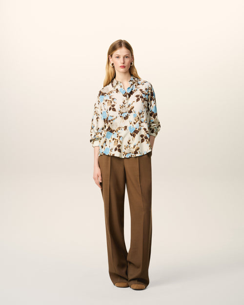                             Blue Flower Printed Boxy Shirt - 3                         - Ami Paris